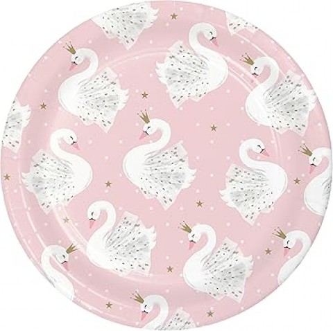 swan princess pink and gold paper lunch plates