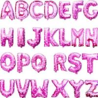pink heart foil letter balloons