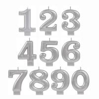 number candle metallic, silver 