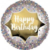 happy birthday satin gold burst