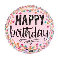 happy birthday pink conffetti foil balloon