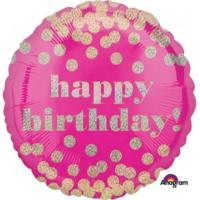 happy birthday hallographic dotted