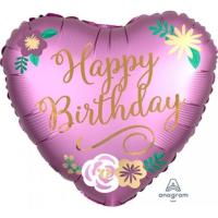 happy birthday satin flowers heart
