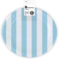 6 blue striped plates