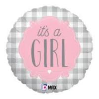 it's a girl buffalo plaid balloon