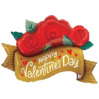 valentine's red rose banner balloon